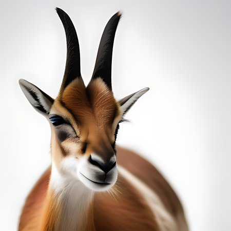 Close-up portrait of a gazelle on a white backgroundの素材