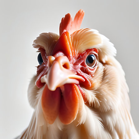 Portrait of a rooster on a light background. Close-up.の素材