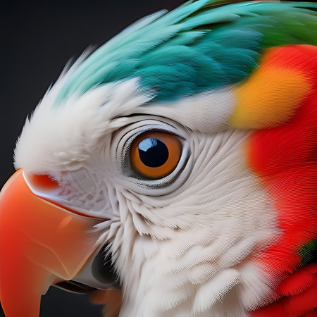 Portrait of a colorful macaw parrot, close-upの素材