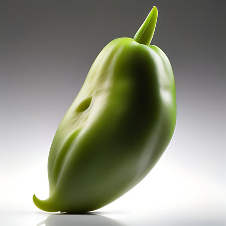 Green pepper on a gray background. 3d illustration. High quality photoの素材