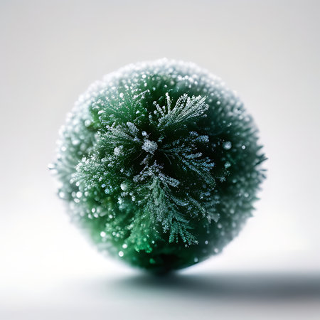Green christmas ball with snowflakes on a white background.の素材