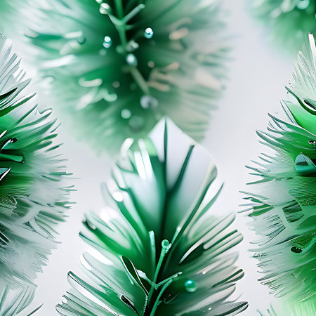 christmas tree decorations in green and turquoise colors as backgroundの素材