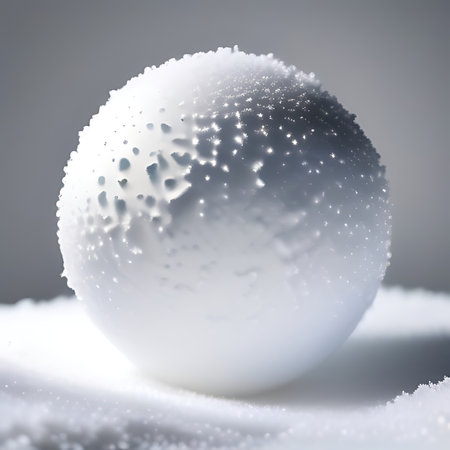 White christmas ball with snow on grey background. 3d renderの素材