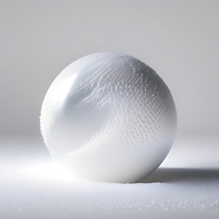 White glass ball on a white background. 3d rendering, 3d illustration.の素材