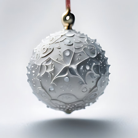 christmas bauble on a white background, closeup of photoの素材