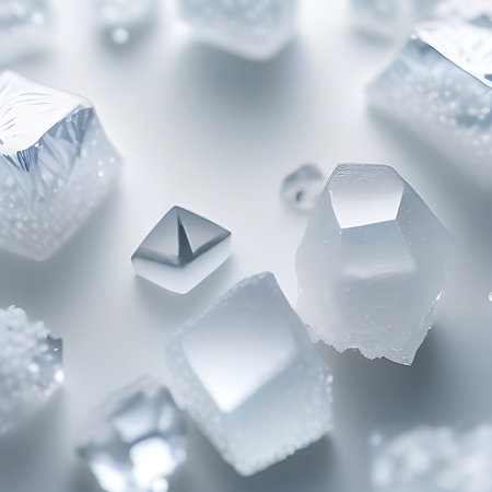 Ice cubes on white background. 3D illustration. Shallow DOF.の素材