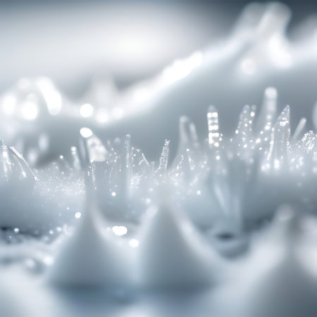 abstract macro close up of water drops on a white sponge surfaceの素材