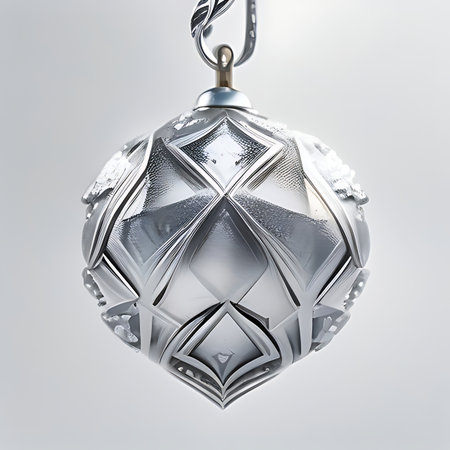Silver christmas bauble isolated on white background. 3d illustrationの素材