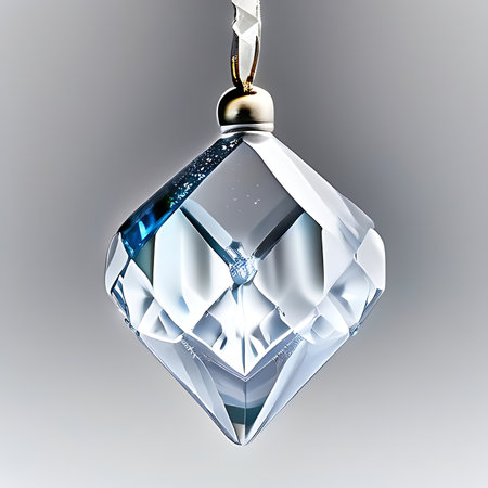 Christmas tree toy in the form of a diamond on a gray backgroundの素材