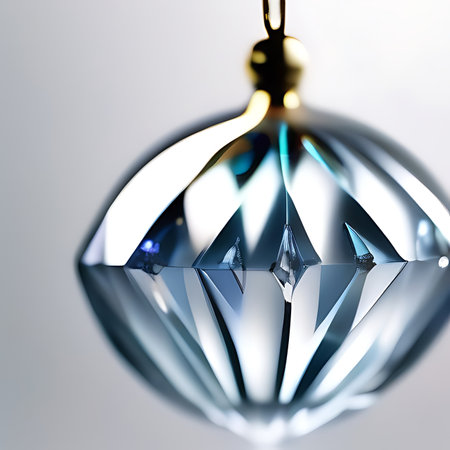 Crystal Christmas ball on a white background. 3D illustration. Shallow DOF.の素材