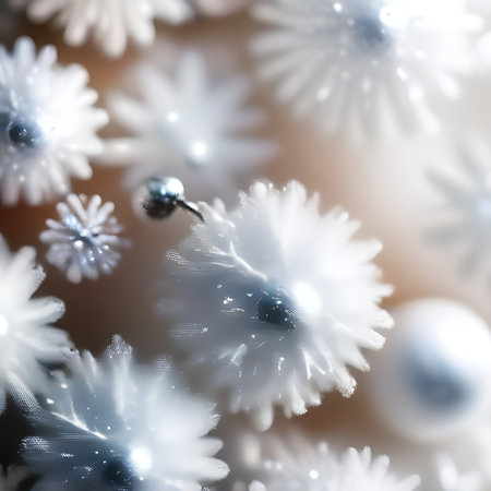 Christmas background with snowflakes and bokeh effect. 3D illustration.の素材