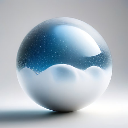 glass sphere with blue sky and clouds on a white background. 3d renderingの素材