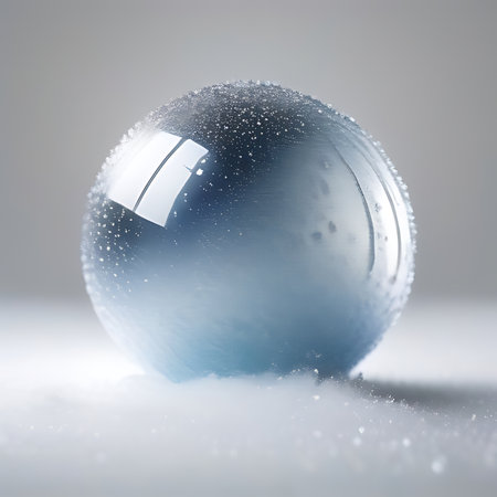 Blue christmas bauble on snow with copy space. 3D renderingの素材