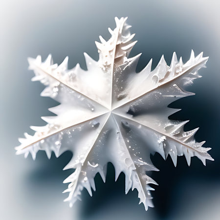 Snowflake on a dark background. Macro photo with shallow depth of fieldの素材