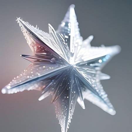 Frozen snowflake on a gray background. 3D illustration.の素材
