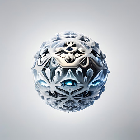3d rendering of an abstract sphere in the form of a snowflakeの素材