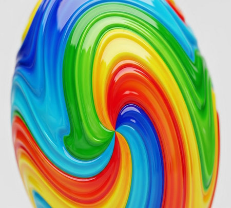 3d rendering of colorful rainbow swirl on white background with copy spaceの素材