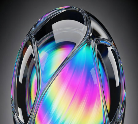 3d illustration of crystal ball on gray background with reflection and gradientの素材