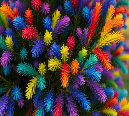 colorful christmas tree decoration, close up of colorful christmas treeの素材