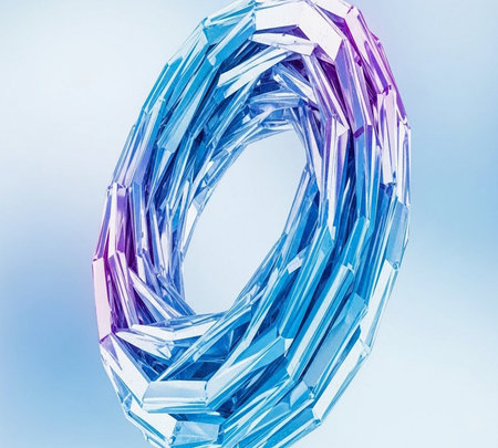 3d illustration of a blue glass number 0 on a blue backgroundの素材