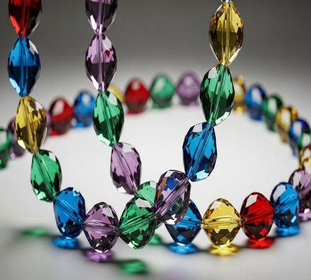 multicolored jewelry on a white background, close-up.の素材