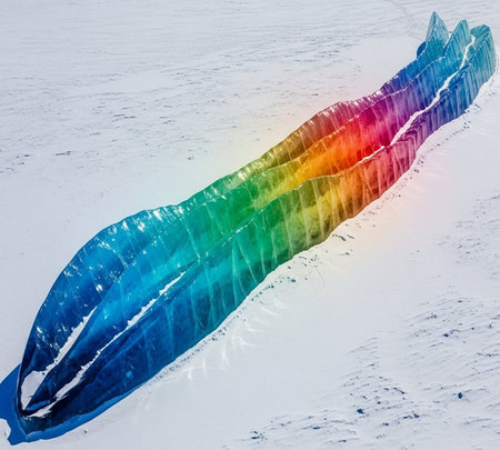 Iceberg in the snow, close-up of a piece of iceの素材