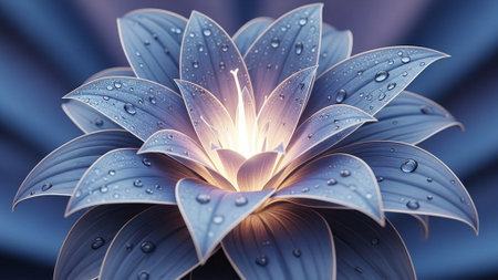 Beautiful water drop on the petals of a lotus flowerの素材