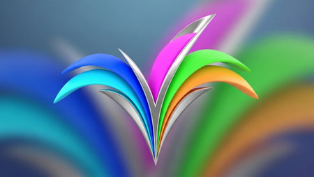 3d illustration of abstract colorful background with book in heart shape.の素材