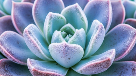 Close up of echeveria succulent plant with dew dropsの素材