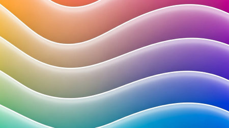 Abstract background with wavy lines in rainbow colors. Vector illustration.の素材