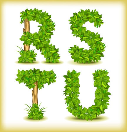 green tree alphabet fontのイラスト素材