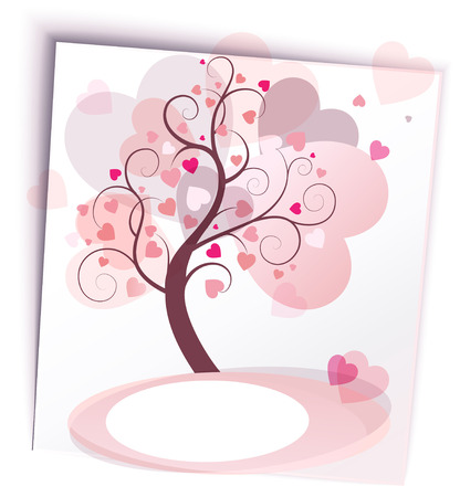 abstract tree with hearts in the form of a stickerのイラスト素材
