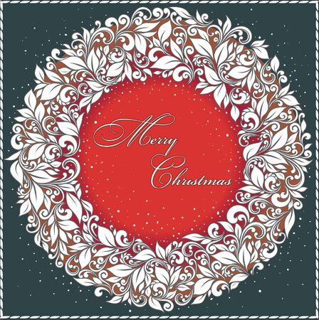 Vintage Christmas Card. Stylized pattern and snowflakesのイラスト素材