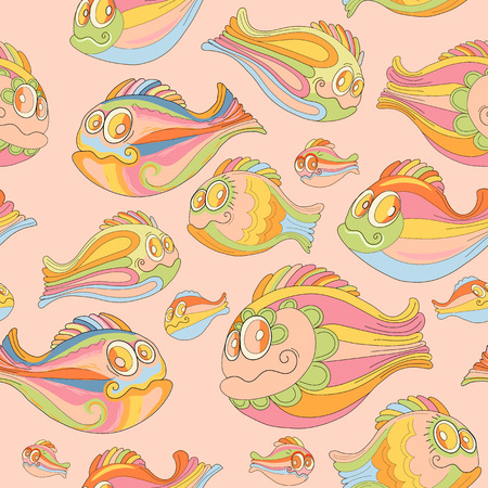 Seamless pattern with colorful cartoon fishのイラスト素材