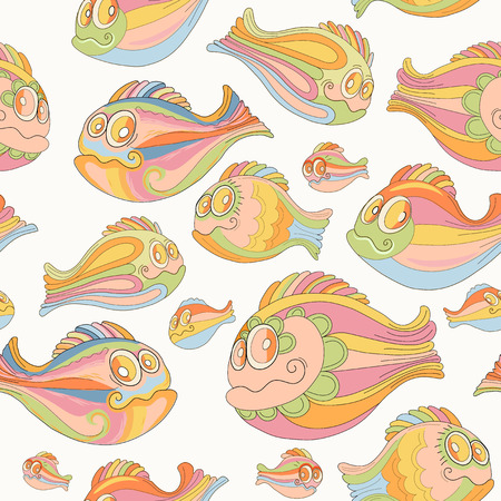 seamless pattern with colorful cartoon fishのイラスト素材