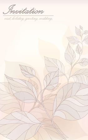Vector card - an invitation stylized leaves in pastel colorsのイラスト素材