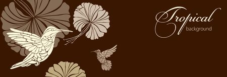 Abstract background with flowers and hummingbirdsのイラスト素材