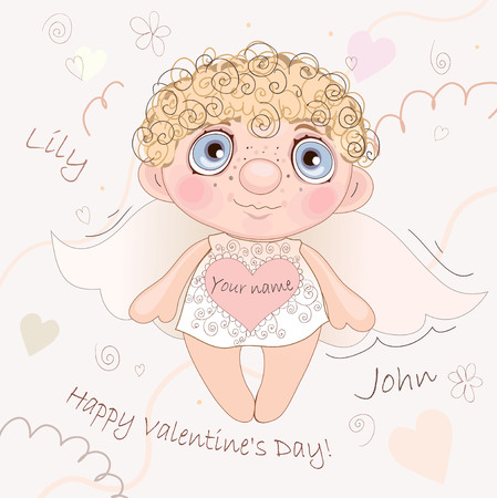 Named Angel Heart, beautiful card for Valentine Day.のイラスト素材