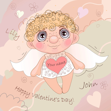 Named Angel Heart, beautiful card for Valentine Day.のイラスト素材