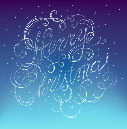 Merry Christmas inscription retro calligraphy on a light background dark textのイラスト素材