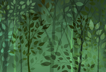 Abstract green background with trees and leavesのイラスト素材