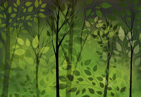 Abstract green background with trees and leavesのイラスト素材