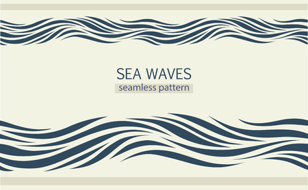 Seamless patterns with stylized waves vintage styleのイラスト素材