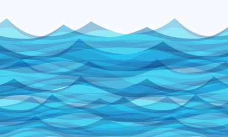 Marine background with stylized blue wavesのイラスト素材