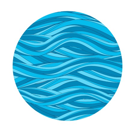 Marine pattern with stylized blue waves in vintage styleのイラスト素材