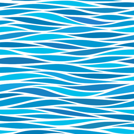 Marine seamless pattern with stylized blue waves on a light background. Water Wave abstract design.のイラスト素材
