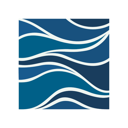 Water Wave Logo abstract design. Cosmetics Surf Sport Logotype concept. Square aqua icon.のイラスト素材