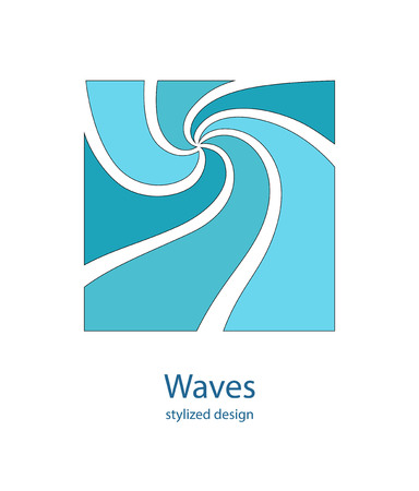 Water Wave Logo abstract design. Cosmetics Surf Sport Logotype concept. Square aqua icon.のイラスト素材