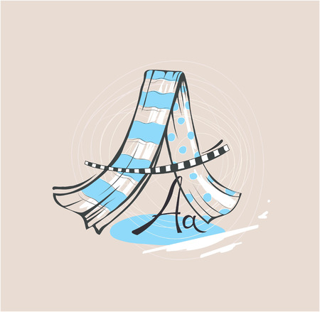 Vector Letter A stylized alphabet, light textile abstract picture.のイラスト素材
