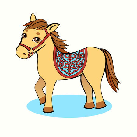 Small Horse Cartoon Yellow With Brown Eyes On A Light Background Tasmeemme Com